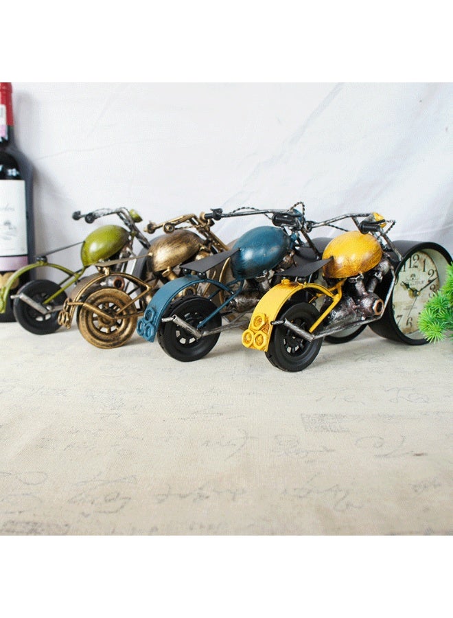 Meetion Delightful Dcor Vintage Style Motorcycle Table Top Rustic Motor Bike Table Clock Antique for Mantle Shelf Decorations Living Room (Green)  - Image 3