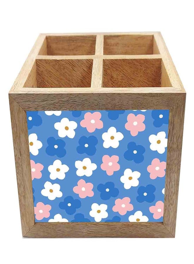 Nutcase Wooden Cutlery Stand Holder Silverware Caddy Spoons Forks Knives Organizer for Dining Table & Kitchen -Made in India-Spoons NOT Included - Pastels Spring Flowers - Image 4