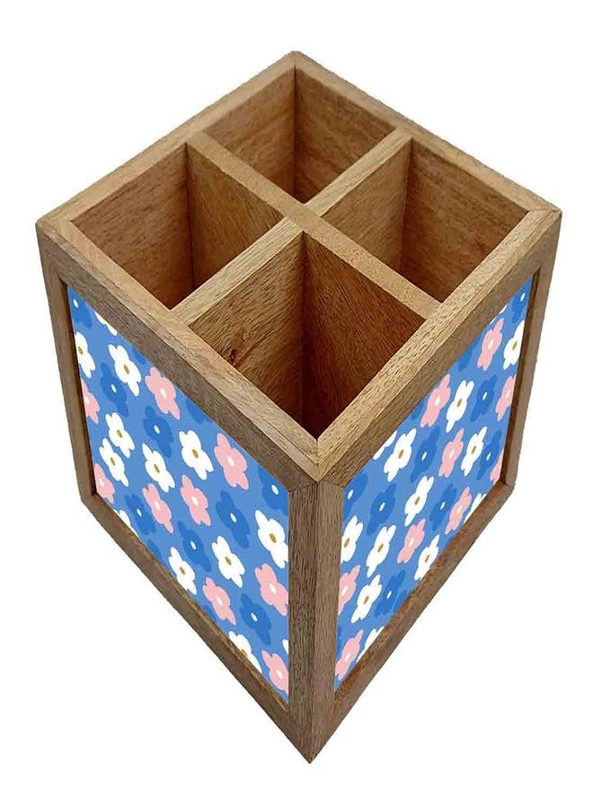 Nutcase Wooden Cutlery Stand Holder Silverware Caddy Spoons Forks Knives Organizer for Dining Table & Kitchen -Made in India-Spoons NOT Included - Pastels Spring Flowers - Image 3