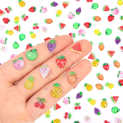Yonseng 200pcs Mini Fruit Decor Resin Tiny Fruits for Crafts Dollhouse Miniatures Mini Resin Things for Fairy Garden Micro Landscaping Decoration Home Decor 10 TypesFruits - Image 1