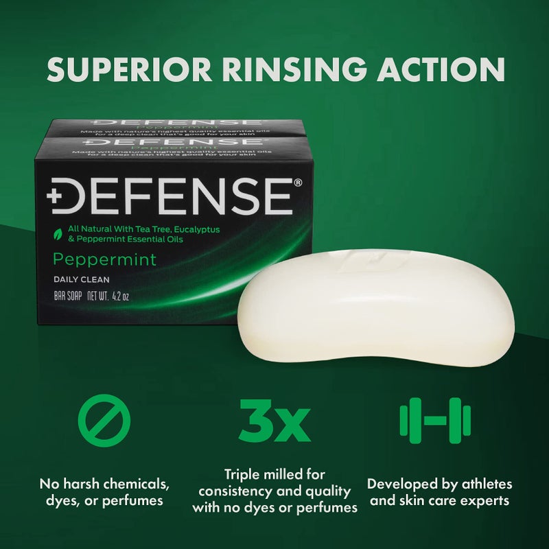 Defense Soap 2pk All Natural Peppermint Bar Soap for Men | Made by Wrestlers with Tea Tree Oil & Eucalyptus Oil to Promote Healthy Skin - Image 2