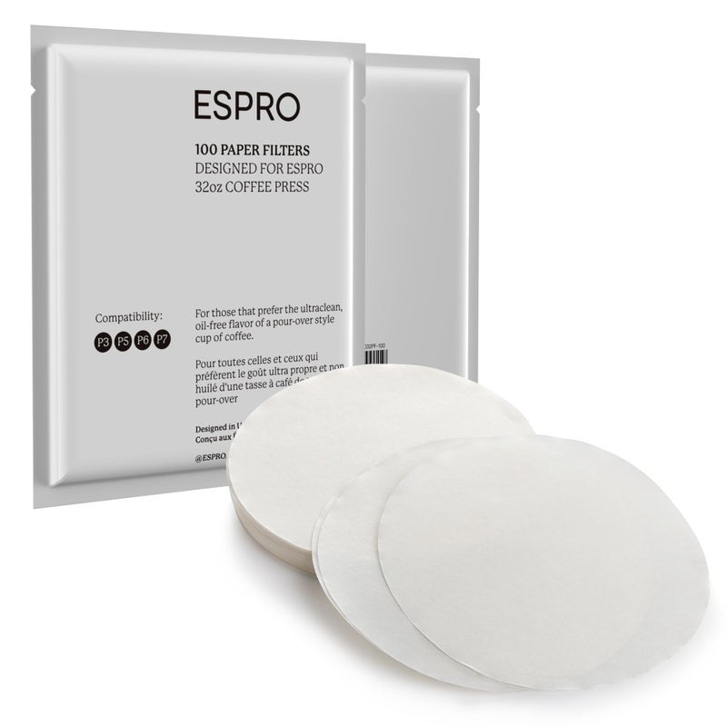ESPRO 100 Count Coffee Paper Filters - for ESPRO Coffee French Press, P3/P5/P6/P7, 32 Ounce - Image 1