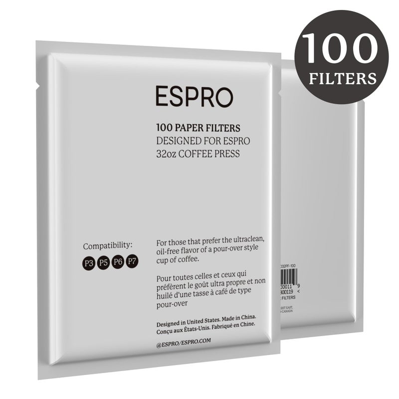 ESPRO 100 Count Coffee Paper Filters - for ESPRO Coffee French Press, P3/P5/P6/P7, 32 Ounce - Image 3