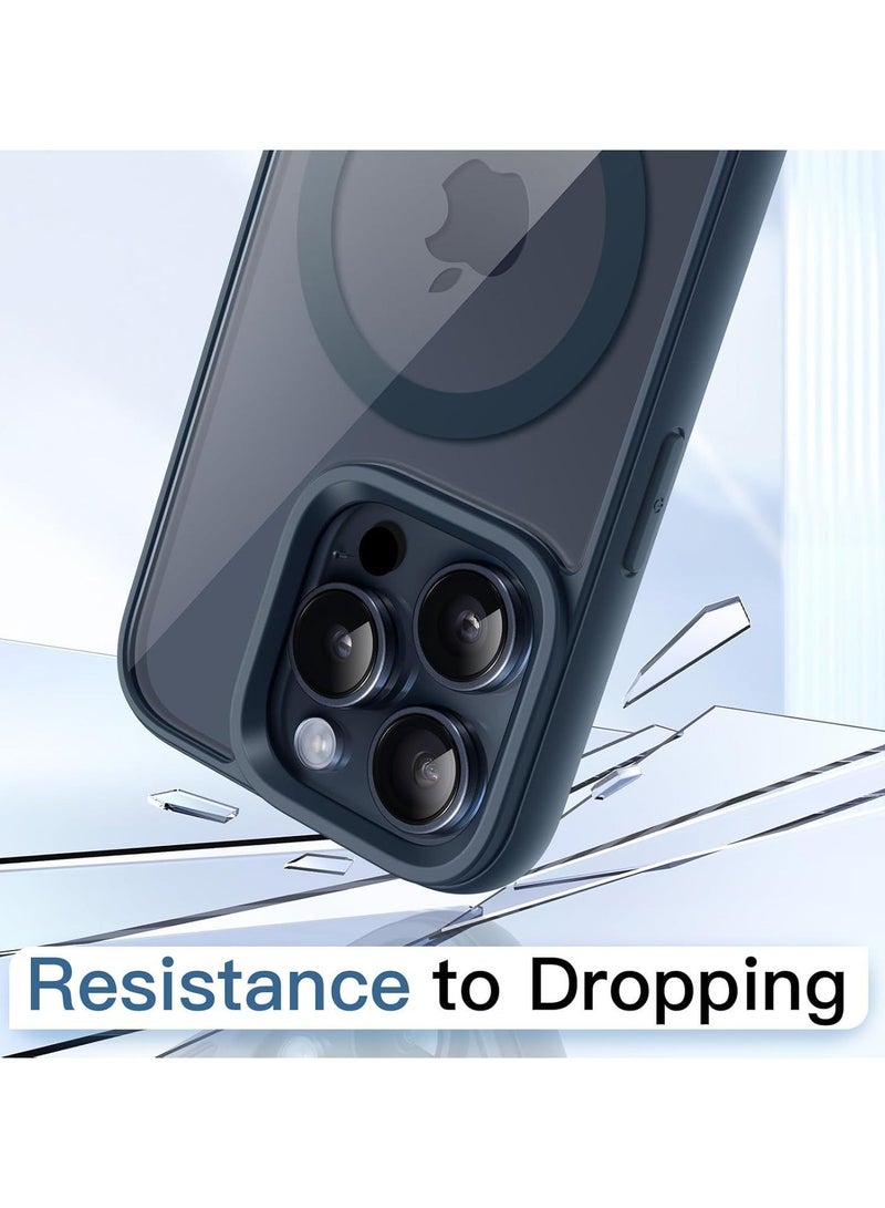 أكاليكس جراب مغناطيسي لهاتف iPhone 15 Pro Max، متوافق مع MagSafe، غطاء فاخر مطلي، جراب هاتف واقي شفاف ناعم من مادة TPU مقاوم للصدمات | أزرق داكن - Image 3