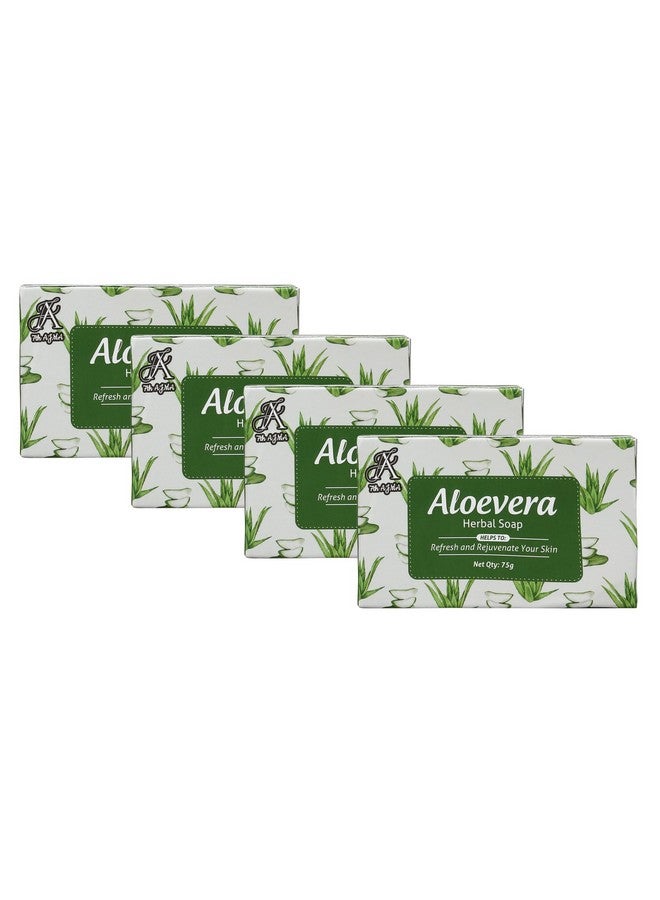 7TH AJMA Aloe Vera Handmade Soap - Herbal Soap for Refreshing & Rejuvenating Skin - Natural Hydration for Healthy, Soft Skin, 75g (Pack of 4) - Image 1