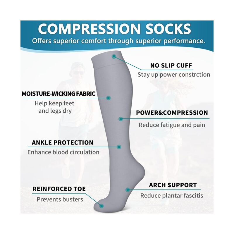LAMAY 6 PCS Compression Socks for Women and Men Circulation-Best Support for Running Athletic M - Image 3