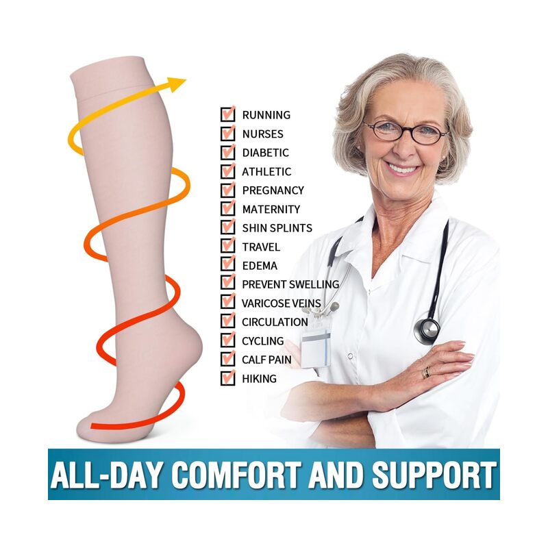 LAMAY 6 PCS Compression Socks for Women and Men Circulation-Best Support for Running Athletic M - Image 4