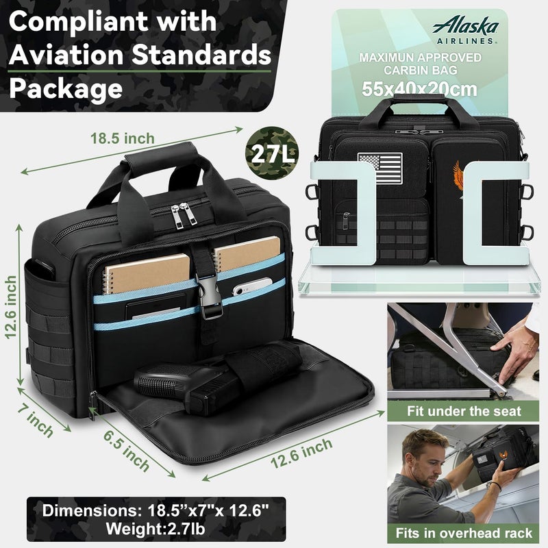 BYIECLD Tactical Laptop Bag for Men, 14 Inch & 18 Inch Military Messenger Bag, 900D Nylon Water Resistant Computer Bag with Luggage Strap, Multipurpose Work Bag for Travel, Business, Campus - Image 2