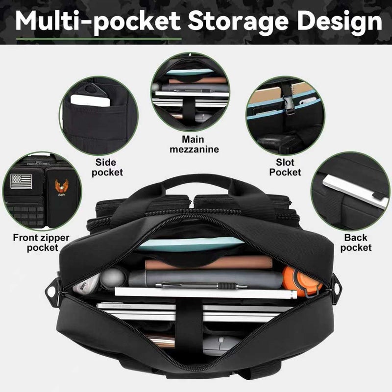 BYIECLD Tactical Laptop Bag for Men, 14 Inch & 18 Inch Military Messenger Bag, 900D Nylon Water Resistant Computer Bag with Luggage Strap, Multipurpose Work Bag for Travel, Business, Campus - Image 5