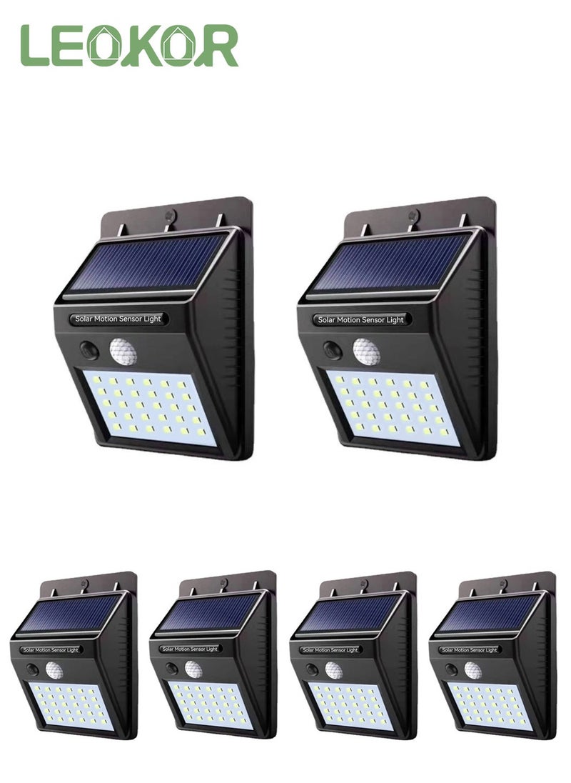 LEOKOR 6 Pack Solar Lights Outdoor Solar Security Lights 3 Working Mode Solar Motion Sensor Lights Wireless IP 65 Waterproof Outdoor Lights  - Image 1