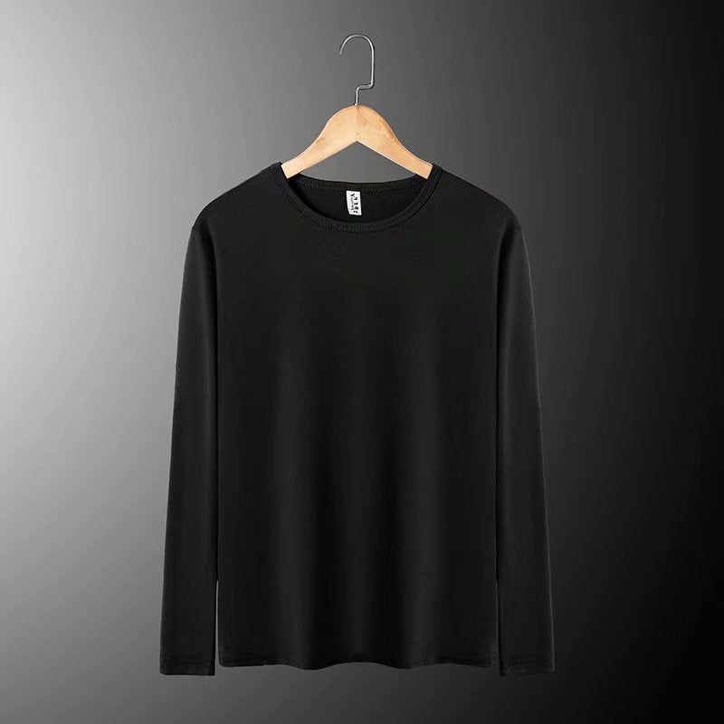 Men'S Solid Color Long-Sleeved T-Shirt Youth Slim V Round Neck Inner T-Shirt Men'S Autumn Top Base Shirt - Image 5