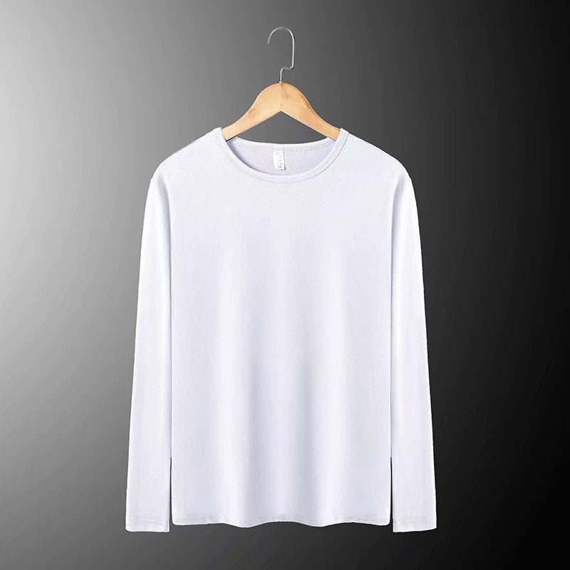 Men'S Solid Color Long-Sleeved T-Shirt Youth Slim V Round Neck Inner T-Shirt Men'S Autumn Top Base Shirt - Image 1