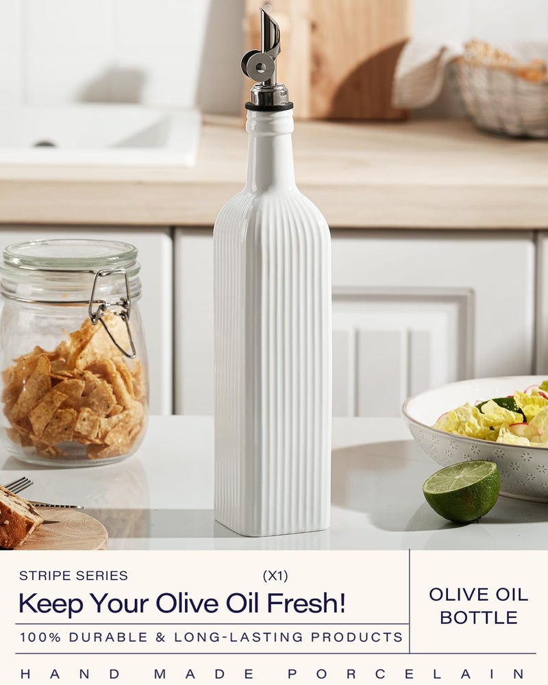 getstar 18 oz Olive Oil Dispenser Bottle for Kitchen, Ceramic Oil Bottle with Automatic Stainless Steel Pourer - Image 2