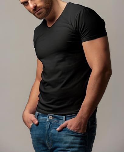 Andrew Scott Classic Men's White Short Sleeve Undershirts V Neck T Shirt - Multi & Bulk Wholesale Packs - Image 2