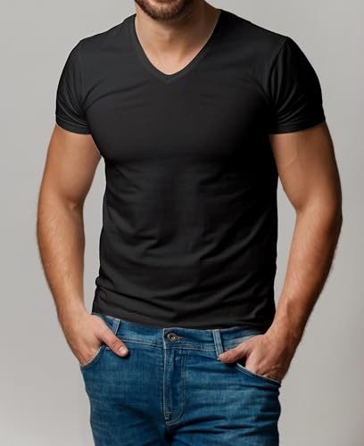 Andrew Scott Classic Men's White Short Sleeve Undershirts V Neck T Shirt - Multi & Bulk Wholesale Packs - Image 3