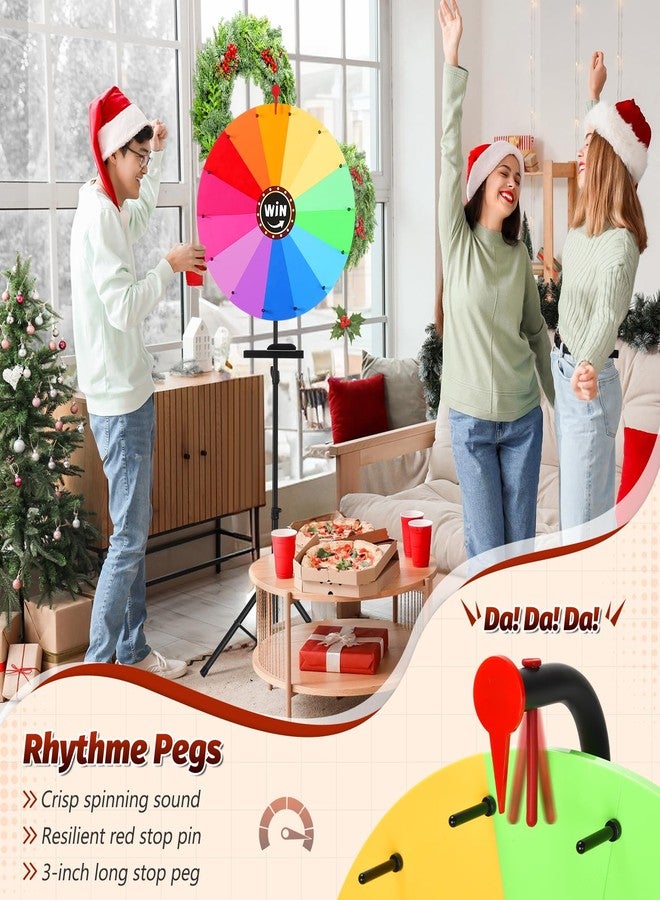 GADFISH 24-inch Spinning Prize Wheel, Ajustable 37"-65" Height Spin Doodle Game Spinner, Storable Prize Wheel Spinner with Stand, Wheel of Fortune Game, 14 Colors - Image 2
