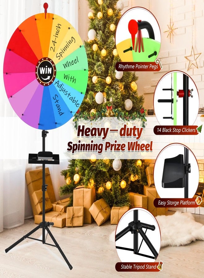 GADFISH 24-inch Spinning Prize Wheel, Ajustable 37"-65" Height Spin Doodle Game Spinner, Storable Prize Wheel Spinner with Stand, Wheel of Fortune Game, 14 Colors - Image 4