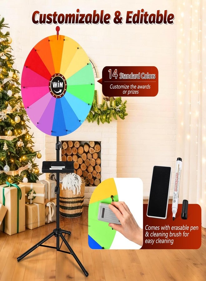 GADFISH 24-inch Spinning Prize Wheel, Ajustable 37"-65" Height Spin Doodle Game Spinner, Storable Prize Wheel Spinner with Stand, Wheel of Fortune Game, 14 Colors - Image 3
