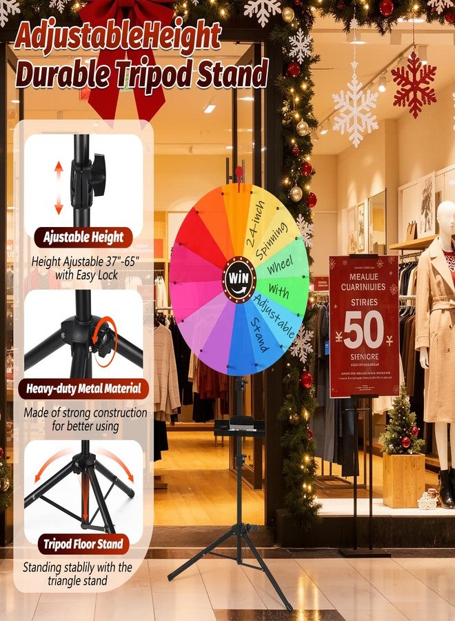 GADFISH 24-inch Spinning Prize Wheel, Ajustable 37"-65" Height Spin Doodle Game Spinner, Storable Prize Wheel Spinner with Stand, Wheel of Fortune Game, 14 Colors - Image 5