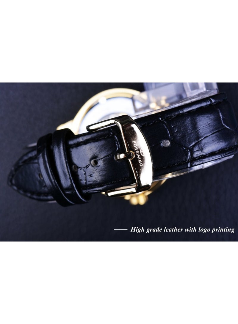 FORSINING Men's 3D Hollow See-Through Case Mechanical Watch - Image 5