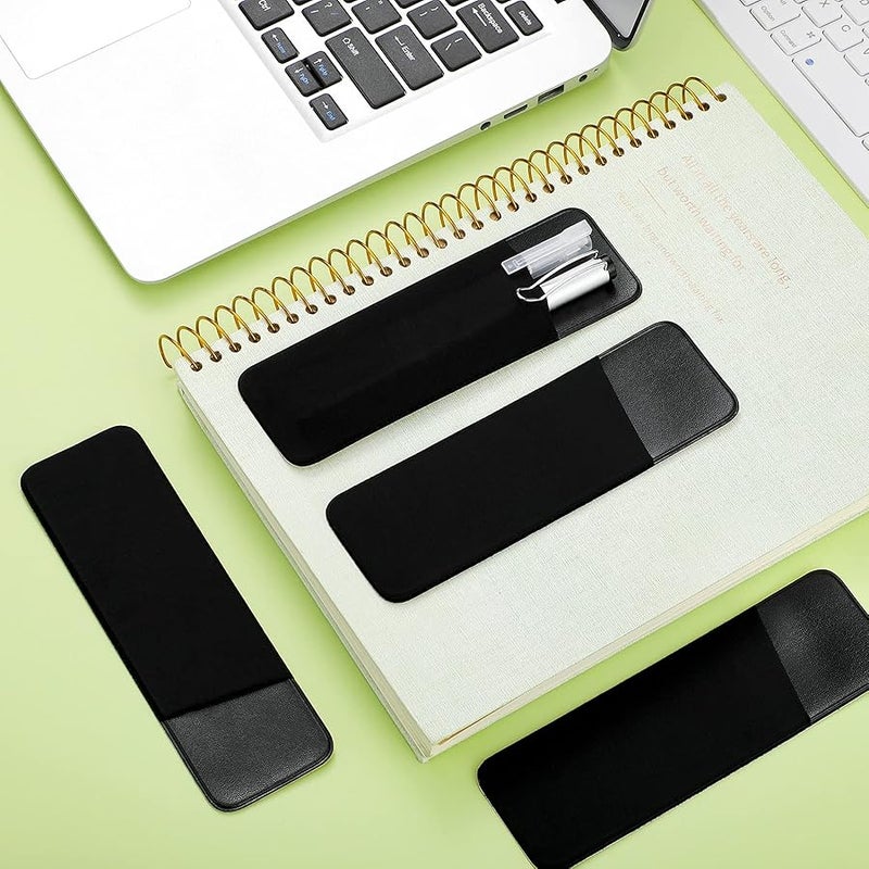 Chinco 4 Pack Adhesive Pen Holder for Notebook Easy to Remove Notebook Pen Holder Black Journal Pen Holder Stick on Pen Holder Reusable Pen Sleeve Pouch for Hardcover Journals, Notebooks, Pad - Image 5