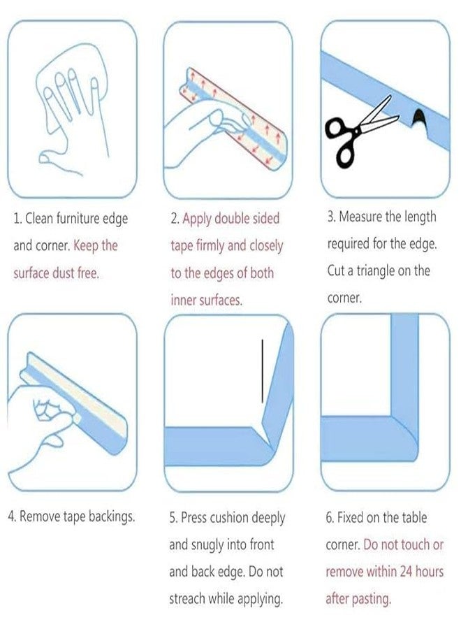 CLICKSWIFT شريط حماية حواف الأمان للأطفال من كليك سويفت، واقي وسائد إسفنجي بطول مترين، شريط/قضيب/شرائط مسطحة لحماية الأثاث والرخام والجدران وحواف الوسائد الزجاجية، قطعة واحدة (متعدد الألوان) - Image 3