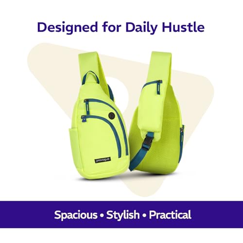 Provogue Bolt Crossbody Bag for Men and Women, Sling Bag, Small Backpack, Multi-pocket Bag for Travel, Chest Bag with 8" Tab Pocket, One Side Shoulder Bag, Glow Lime - Image 3