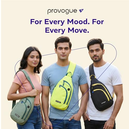 Provogue Bolt Crossbody Bag for Men and Women, Sling Bag, Small Backpack, Multi-pocket Bag for Travel, Chest Bag with 8" Tab Pocket, One Side Shoulder Bag, Glow Lime - Image 2