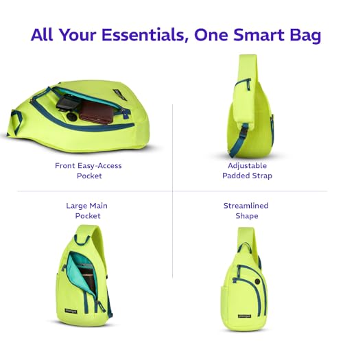 Provogue Bolt Crossbody Bag for Men and Women, Sling Bag, Small Backpack, Multi-pocket Bag for Travel, Chest Bag with 8" Tab Pocket, One Side Shoulder Bag, Glow Lime - Image 4