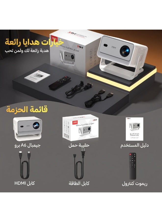 إكسجودي [جاهز لنتفليكس، سطوع 650 ANSI] مثبت الكاميرا XGODY A6Pro يدعم دقة 1080P الأصلية، ودقة 8K، ونظام أندرويد 14، وضبط تلقائي للصورة، وزاوية رؤية 135 درجة، وواي فاي 6، وبلوتوث 5.2، ونظام سينما منزلية - Image 2