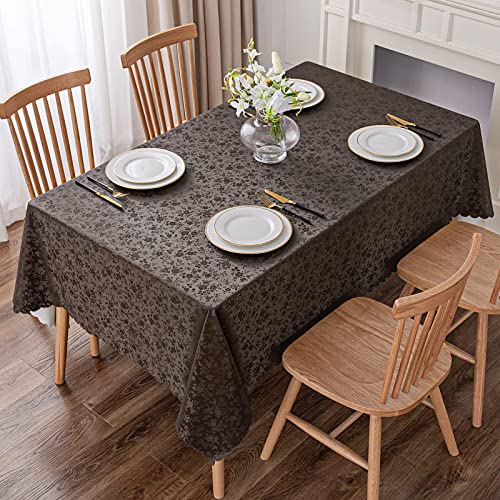 Smiry Rectangle Table Cloth, Waterproof Heavy Duty Vinyl Tablecloths, Wipeable Washable Table Cover for Kitchen and Dining Room (Coffee, 60" X 84") - Image 2
