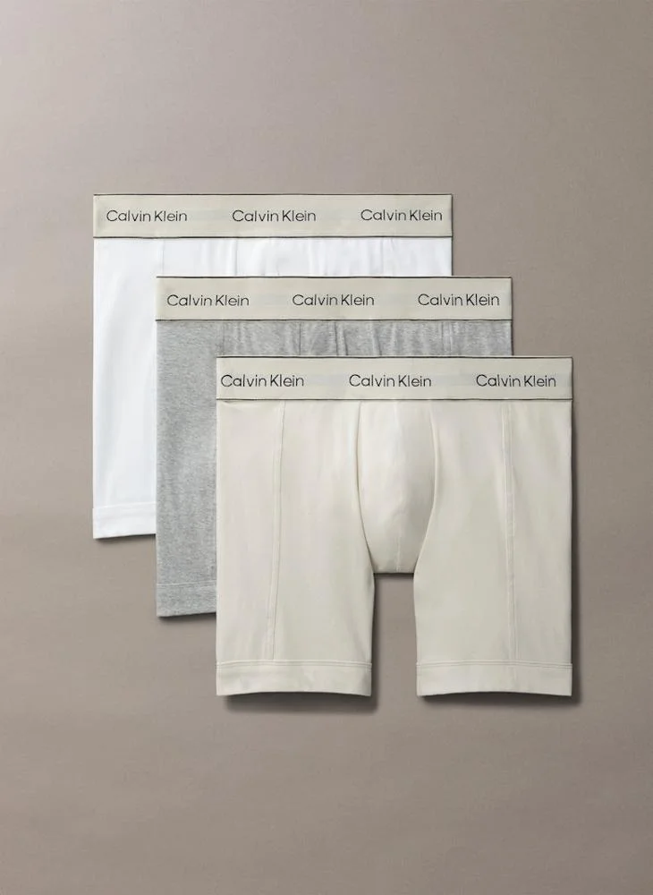 CALVIN KLEIN 3 Pack Boxer Briefs - Heritage Cotton Stretch