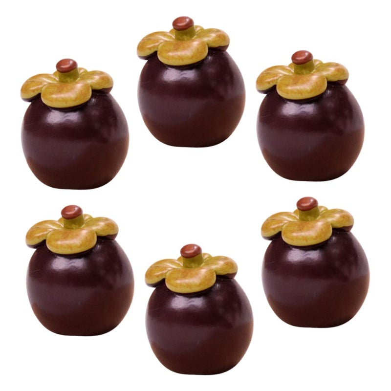 6Pcs Mini Resin Mangosteen Fruit Models For Dollhouse Decor And DIY Projects - Image 2