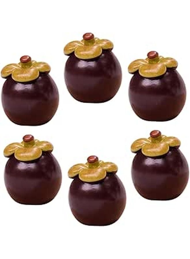 6Pcs Mini Resin Mangosteen Fruit Models For Dollhouse Decor And DIY Projects - Image 1