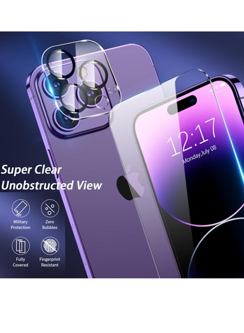 [3+3 Pack] for iPhone 15 Pro Max Screen Protector with Camera Lens Protector, 9H Tempered Glass Film, HD Clear Sensitive Full Coverage Protector for iphone 15 Pro Max (iphone 15 Pro Max) - Image 3