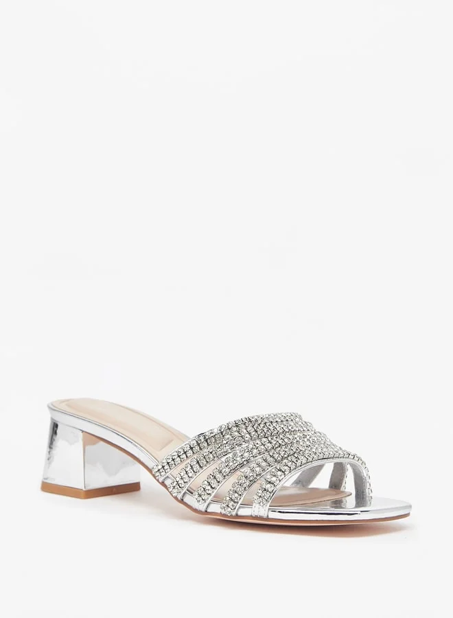 سيليست Women's Embellished Slip-On Sandals with Block Heels