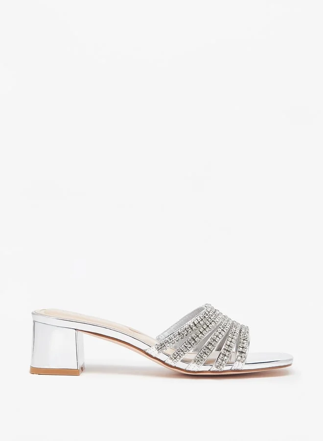 سيليست Women's Embellished Slip-On Sandals with Block Heels