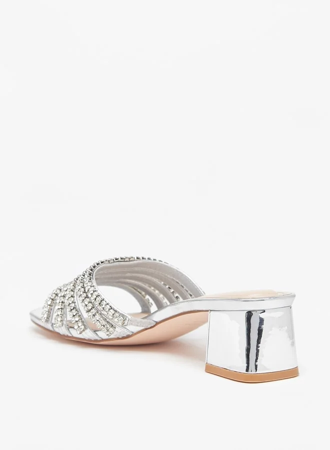 سيليست Women's Embellished Slip-On Sandals with Block Heels
