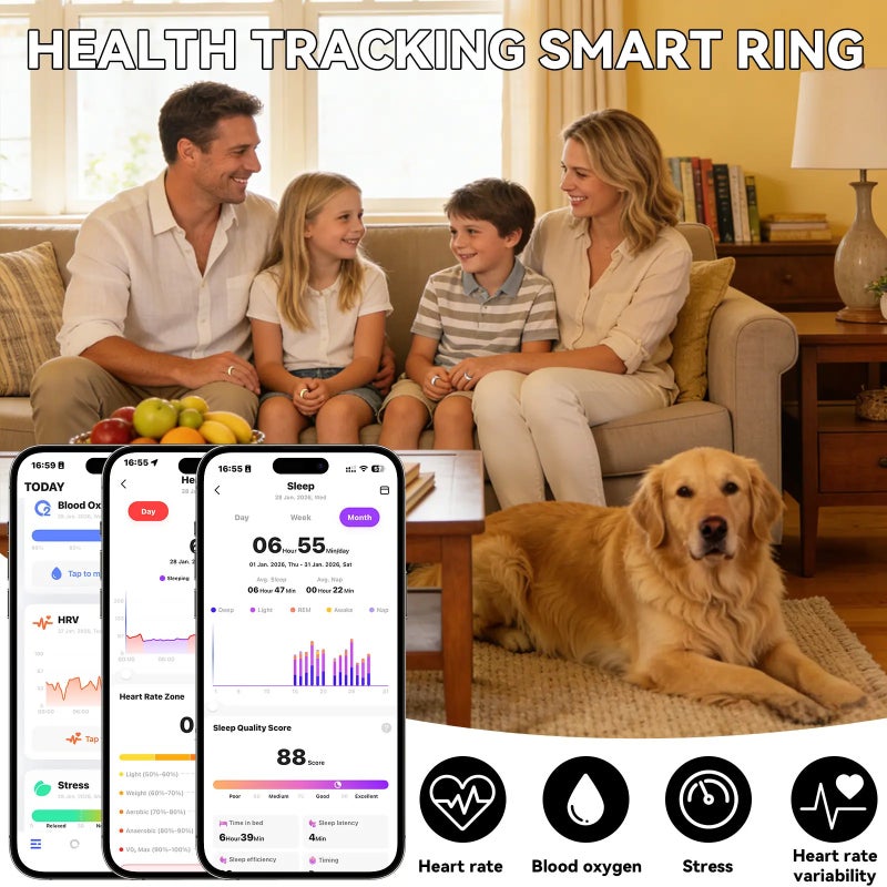 2026 New Smart Ring, No Subscription Fees, Health Tracker for Outdoor Sports, Waterproof Fitness Ring, Gift for Women, Men &  Couples - Image 5