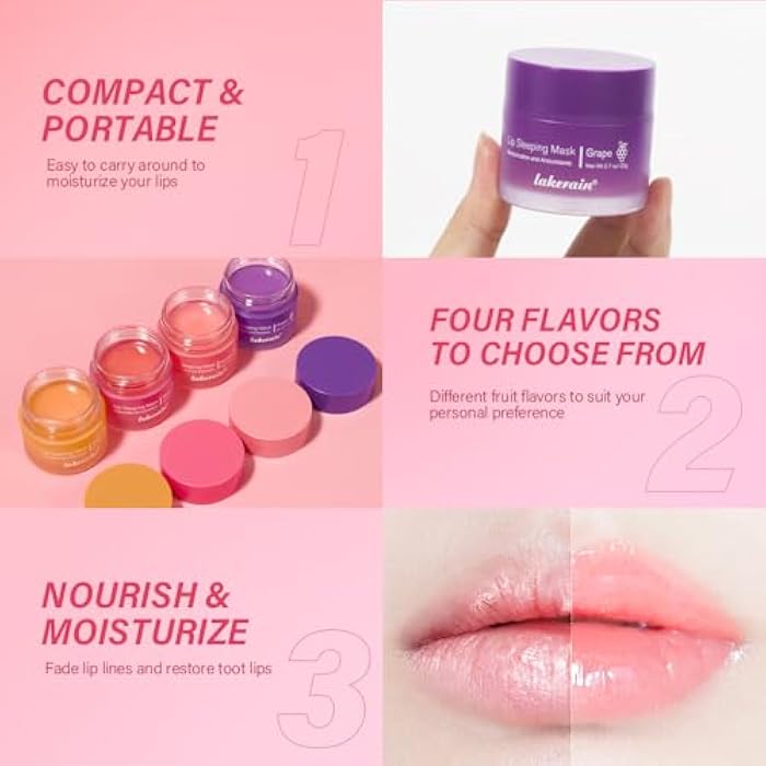 Loske Sleeping lip mask, Nourish & Hydrate Lip Mask With Vitamin C, Antioxidants, Lip Balm, Lip Skin Care, Improve Lip Color, Reduce Lip Lines (Grapefruit) - Image 4