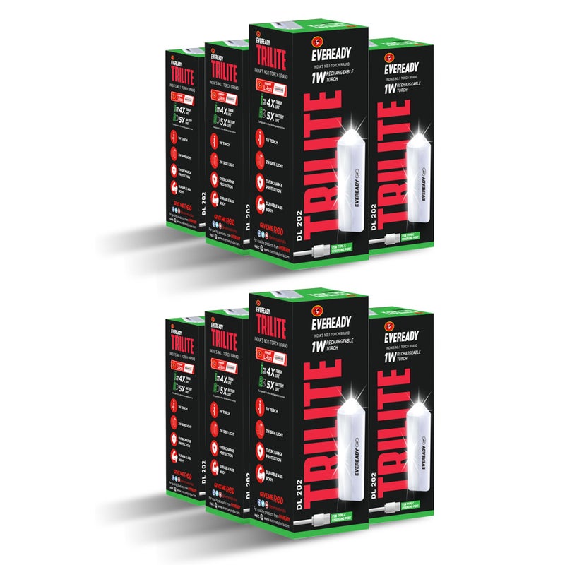Eveready DL 202 1W TRILITE Emergency Rechargeable LED Torch, Pack of 8 - Image 4