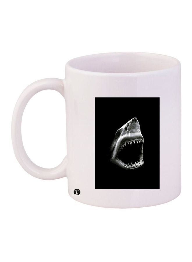 RYN Shark Printed Coffee Mug White/Black/Grey 11ounce