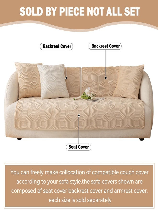 XSlive Soft Plush Geometric Quilted Couch Sofa Cover Boho Non Slip Fuzzy Sectional Couch Cover Solid Color Washable Sofa Slipcover Furniture Protector for Kids Dogs Cats (Coffee,28"x28") - Image 2