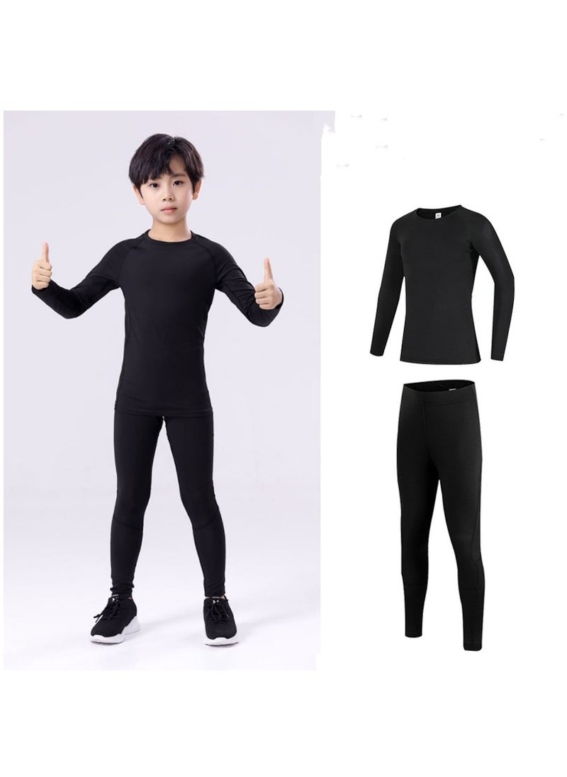 KUYING Children's High Elasticity Tight Fitting Clothing Sports Fitness Set Quick Drying Training Suit 