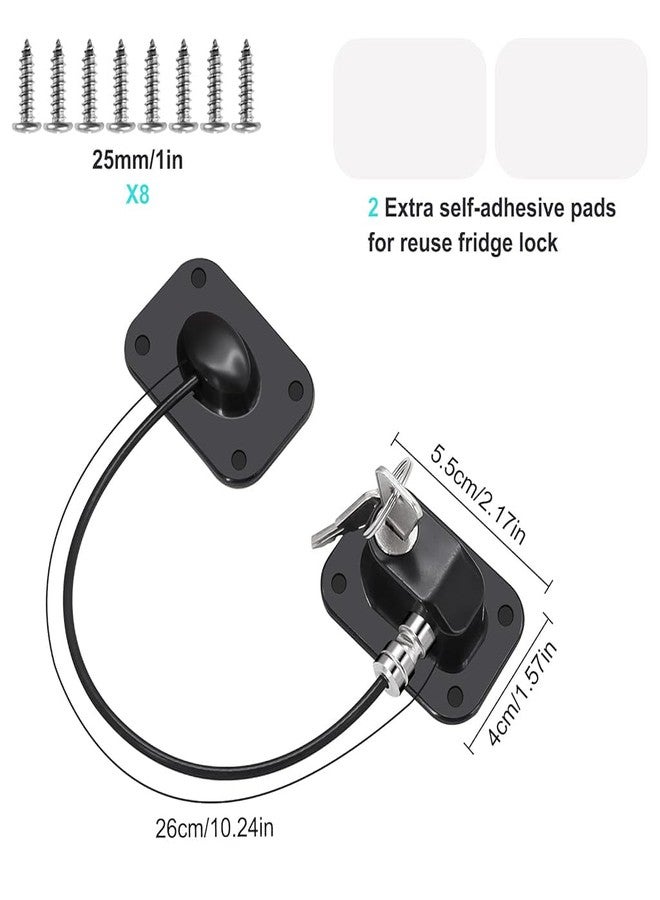STHIRA® Drawer Lock for Baby Safety with Key Self Adhesive Door Refrigerator Fridge Locks Child Proof Stainless Steel Safety Child Lock for Cupboards, Drawers, Fridge, Wardrobe - Black - Image 2