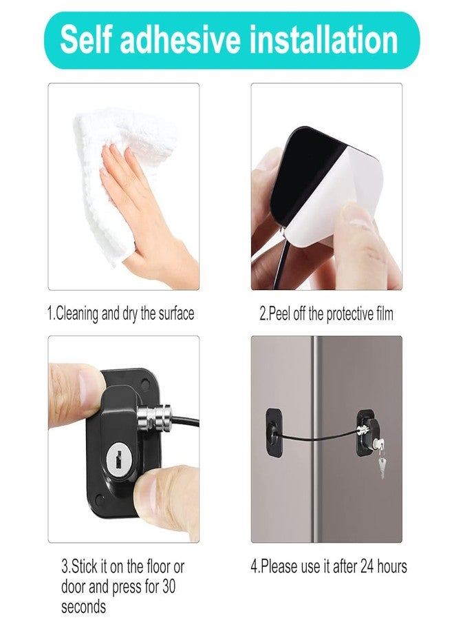 STHIRA® Drawer Lock for Baby Safety with Key Self Adhesive Door Refrigerator Fridge Locks Child Proof Stainless Steel Safety Child Lock for Cupboards, Drawers, Fridge, Wardrobe - Black - Image 3