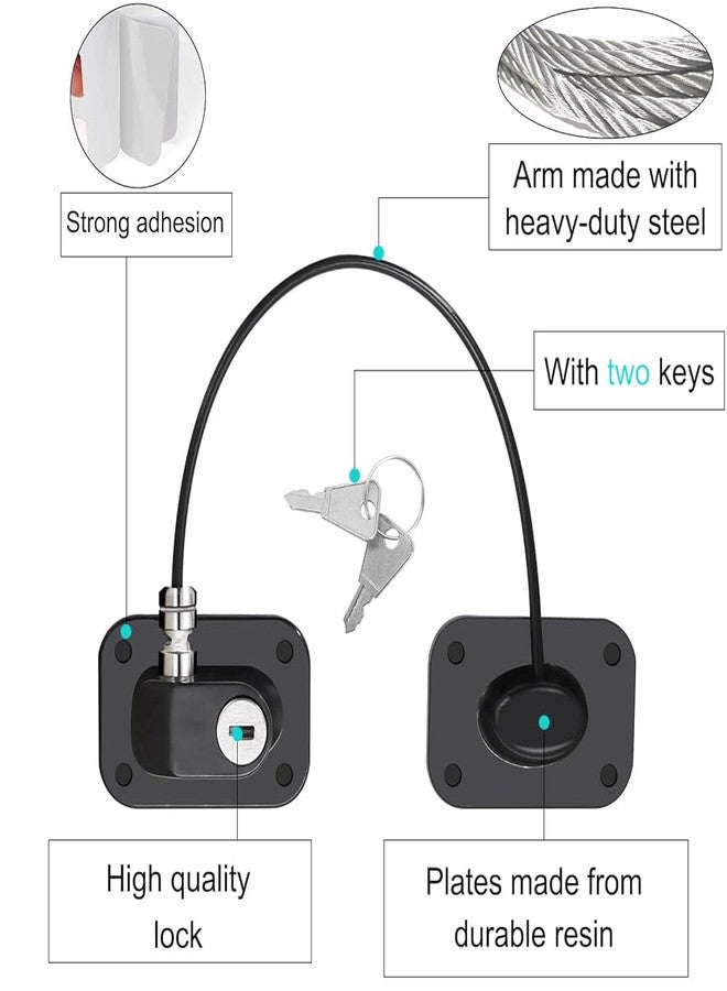 STHIRA® Drawer Lock for Baby Safety with Key Self Adhesive Door Refrigerator Fridge Locks Child Proof Stainless Steel Safety Child Lock for Cupboards, Drawers, Fridge, Wardrobe - Black - Image 5