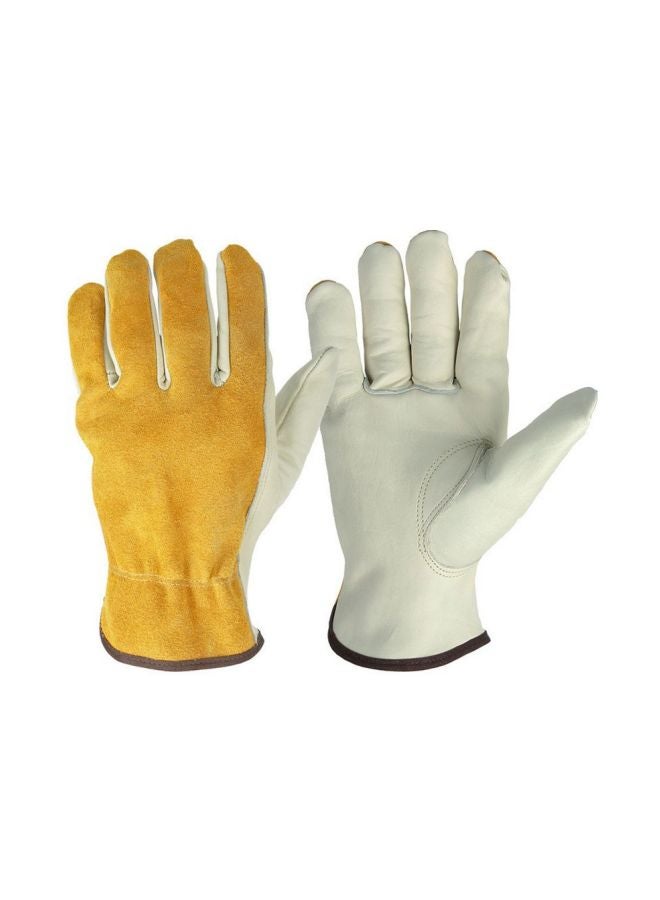 2-Piece Leather Gloves Orange/White L - Image 1