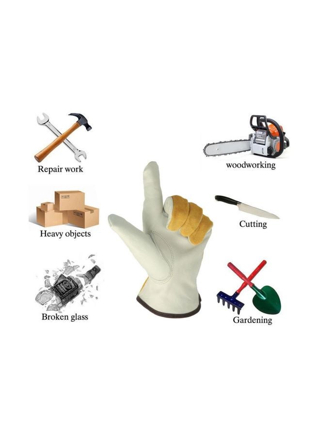 2-Piece Leather Gloves Orange/White L - Image 5