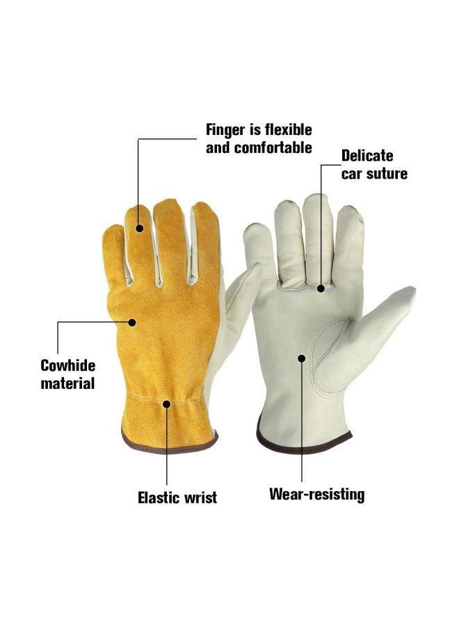 2-Piece Leather Gloves Orange/White L - Image 2